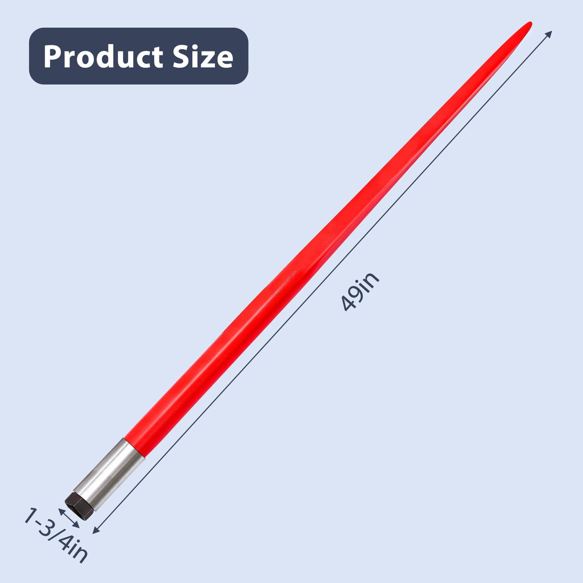Garvee Hay Spear 49 Bale Spear 4000 lbs Capacity, Bale Spike Quick Attach Square Hay Bale Spears 1 3/4 wide, Red Coated Bale Forks, Bale Hay Spike with Hex Nut & Sleeve for Buckets Tractors Loaders