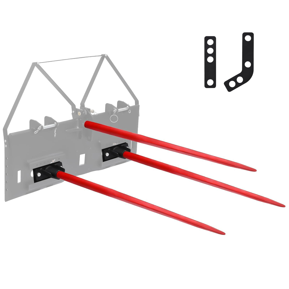 Garvee Hay Spear 49 3Pcs Bale Spear with Short Slide, Quick Attach Square Hay Bale Spears 3600 lbs Capacity, Bale Hay Spike for Kubota Bobcat Buckets Tractors Loaders (Not Include Skid Steer Mount Plate)