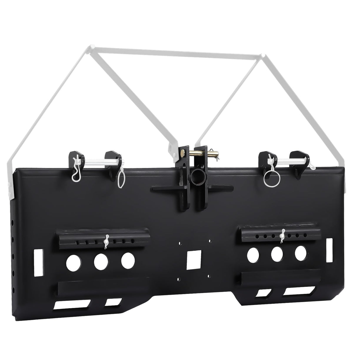 Garvee 1/2 Skid Steer Mount Plate Compatible for Detachable 2 Receiver & Cat1 Connector & 17 49 Hay Spear & 48'' Pallet Forks, Universal Quick Tach Loader Plate Fits Kubota Bobcat Tractor