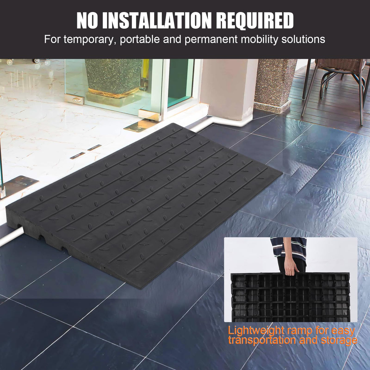 Garvee 24x42x3 Inch - Heavy Duty Rubber Curb Ramp 4.1 Rise Height for Driveways - Trucks, Buses, Wheelchairs