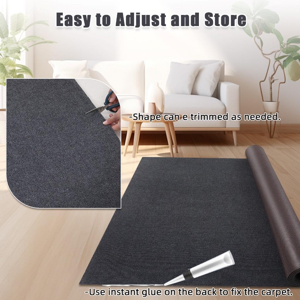 Garvee Black Marine Carpet, 6FT x 23FT Boat Carpet Rug, Waterproof Indoor/Outdoor Rug with TPR Non-Slip Backing for Patio Deck, Camping, and Outdoor Use