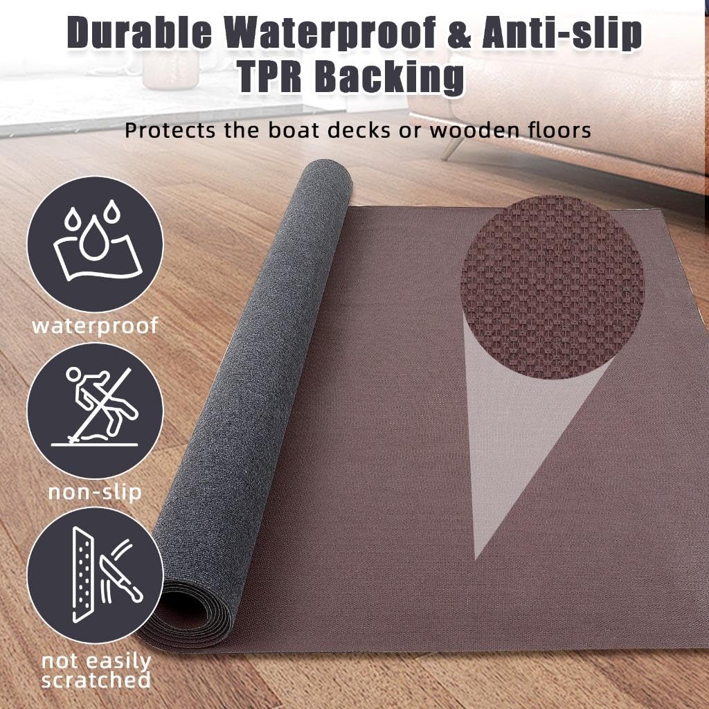 Garvee Black Marine Carpet, 6FT x 23FT Boat Carpet Rug, Waterproof Indoor/Outdoor Rug with TPR Non-Slip Backing for Patio Deck, Camping, and Outdoor Use