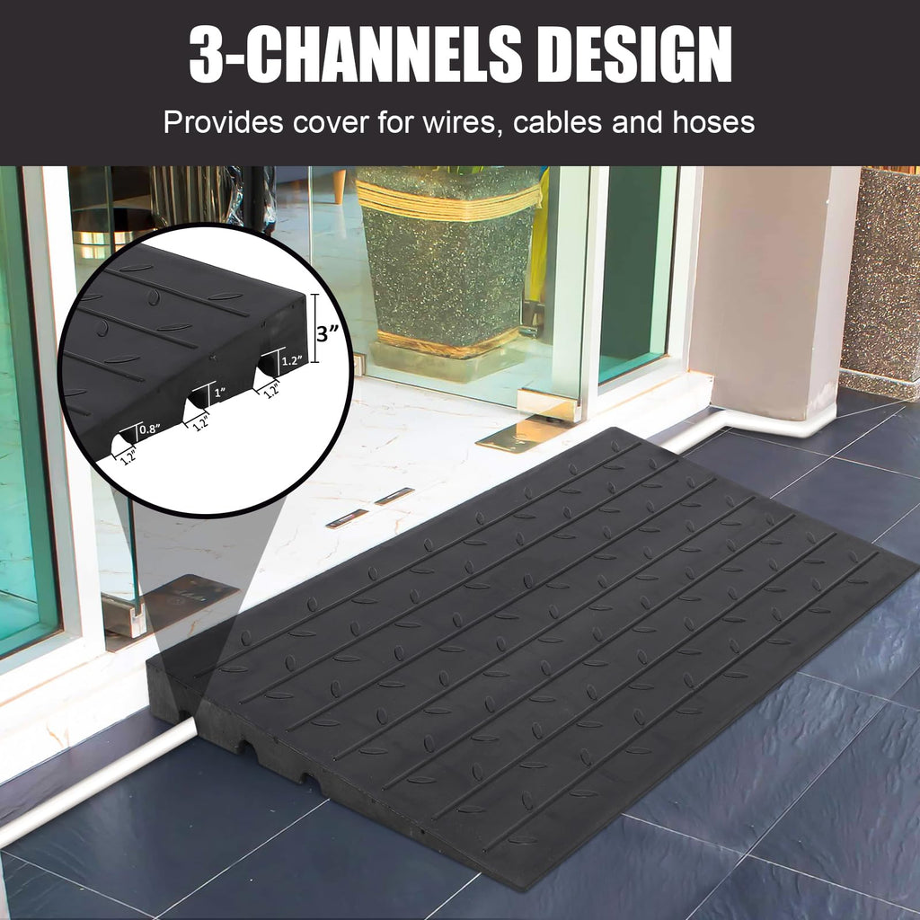 Garvee 24x42x3 Inch - Heavy Duty Rubber Curb Ramp 4.1 Rise Height for Driveways - Trucks, Buses, Wheelchairs