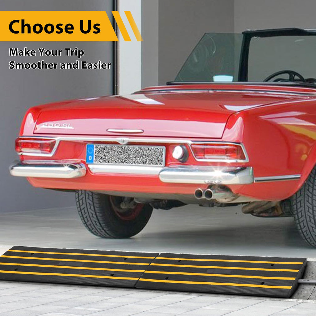 Garvee Rubber Speed Bumps Humps 1 Channel Reductores, 15 Ton Capacity Curbside Bridge Ramp for Car, Truck, Scooter, Bike, Motorcycle, Wheelchair Mobility, 1 Pack