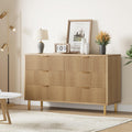 Garvee Natural Dresser, Modern 6 Drawer Dresser for Bedroom with Gold Handle and Large Drawer, Wood Double Chest of Drawers and Storage Organizer for Living Room, Hallway, Entryway