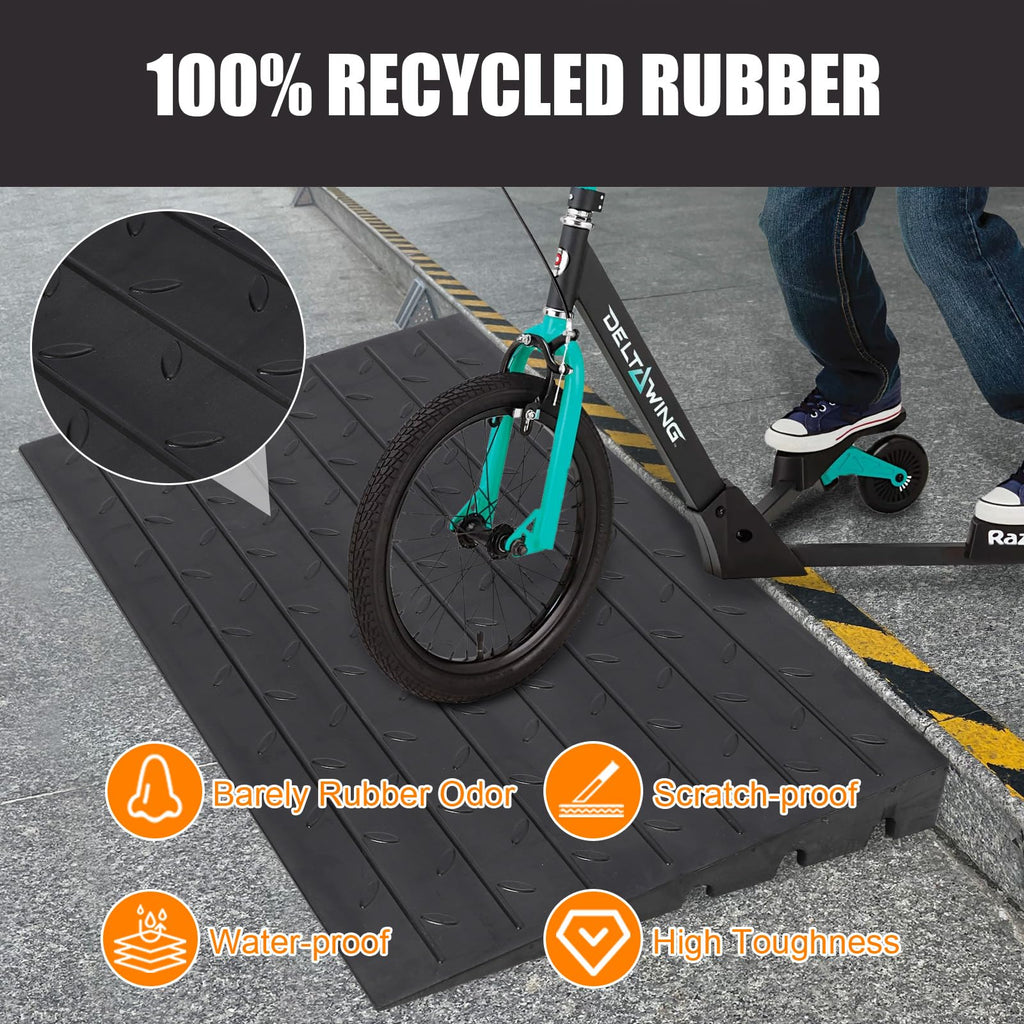 Garvee 24x42x3 Inch - Heavy Duty Rubber Curb Ramp 4.1 Rise Height for Driveways - Trucks, Buses, Wheelchairs