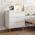 Garvee White 3 Drawer Dresser for Bedroom, Wood Dresser with Metal Legs, 30” Tall Dresser Organizer, Modern Chest of Drawers, Large Dresser for Closet, Living Room, Hallway