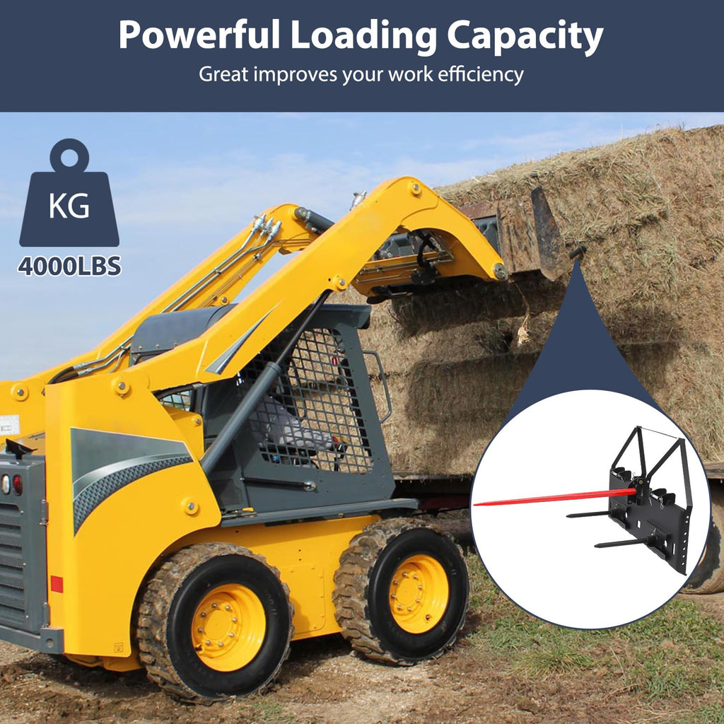 Garvee 1/2 Skid Steer Mount Plate Compatible for Detachable 2 Receiver & Cat1 Connector & 17 49 Hay Spear & 48'' Pallet Forks, Universal Quick Tach Loader Plate Fits Kubota Bobcat Tractor