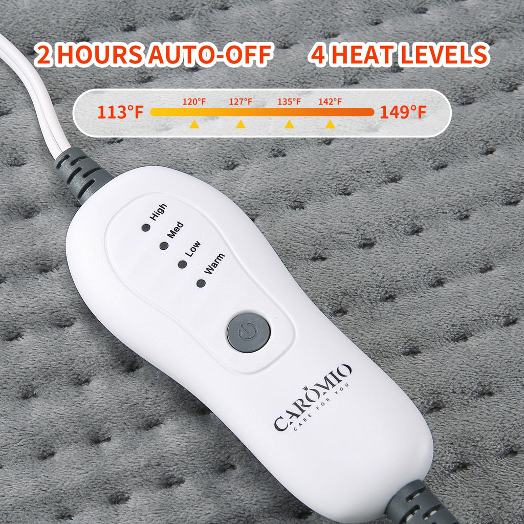 Garvee Electric Heated Foot Warmer Under Desk, Fast Heating Pad for Feet, Detachable Zipper Design for Full Body Pain Relief, Soft Flannel, Auto Off & 4 Temperature Settings (Gray, 13×12×10)
