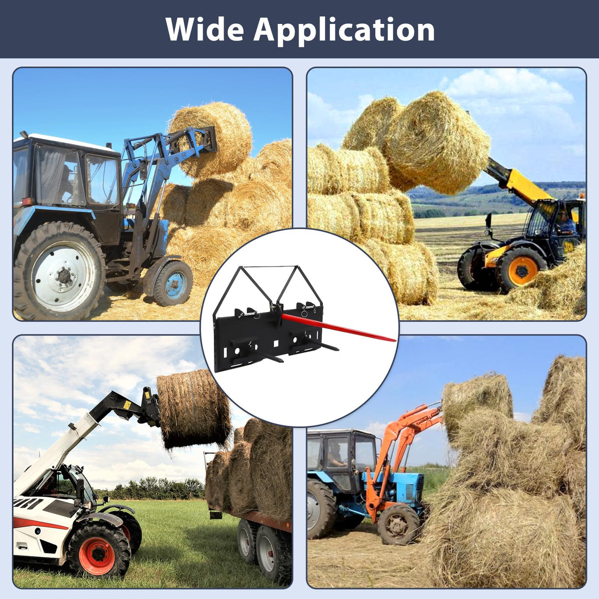 Garvee 1/2 Skid Steer Mount Plate Compatible for Detachable 2 Receiver & Cat1 Connector & 17 49 Hay Spear & 48'' Pallet Forks, Universal Quick Tach Loader Plate Fits Kubota Bobcat Tractor