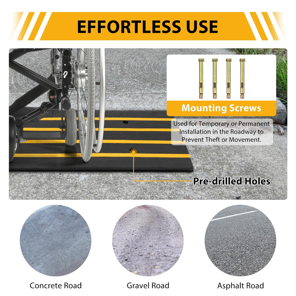 Garvee Rubber Speed Bumps Humps 1 Channel Reductores, 15 Ton Capacity Curbside Bridge Ramp for Car, Truck, Scooter, Bike, Motorcycle, Wheelchair Mobility, 1 Pack