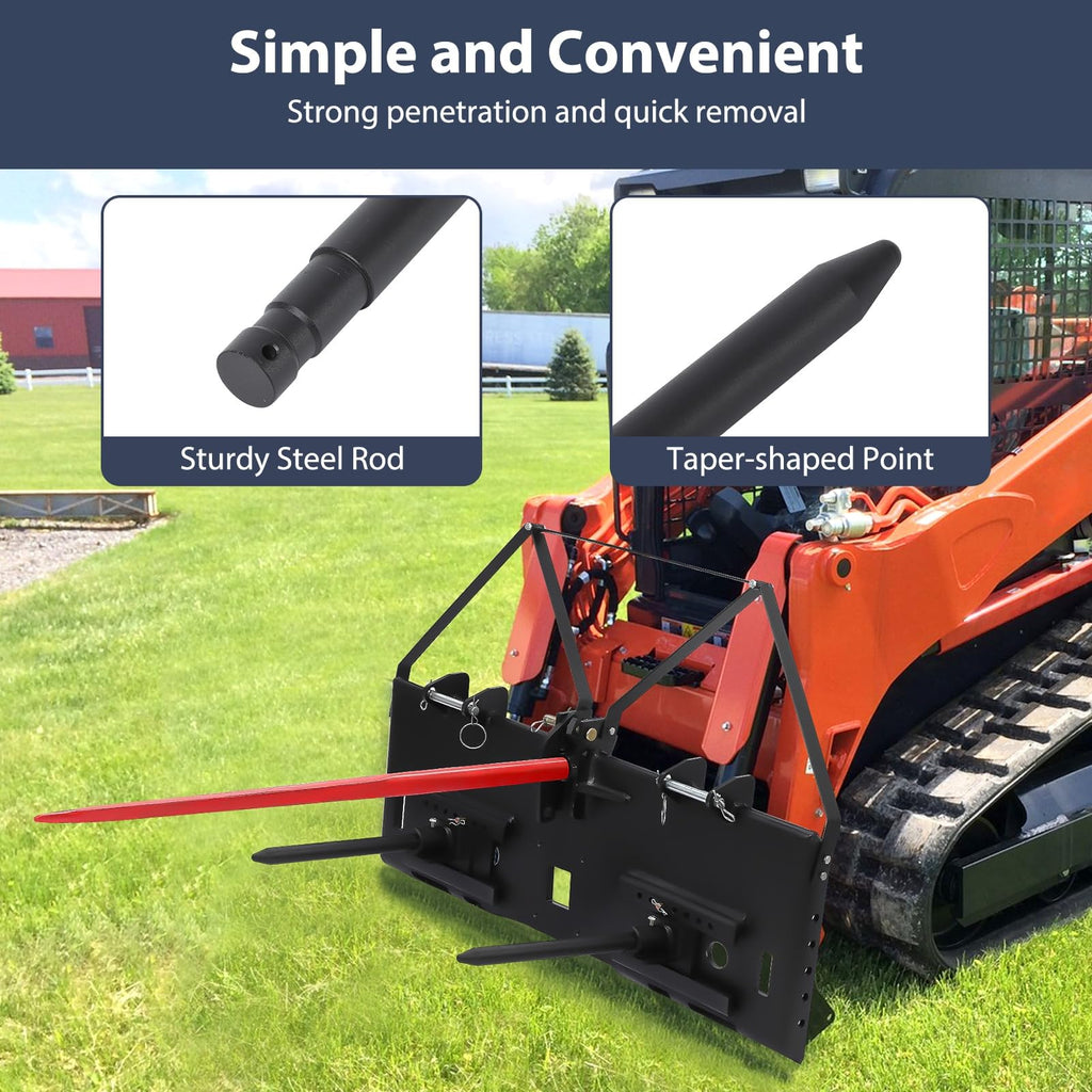 Garvee 1/2 Skid Steer Mount Plate Compatible for Detachable 2 Receiver & Cat1 Connector & 17 49 Hay Spear & 48'' Pallet Forks, Universal Quick Tach Loader Plate Fits Kubota Bobcat Tractor