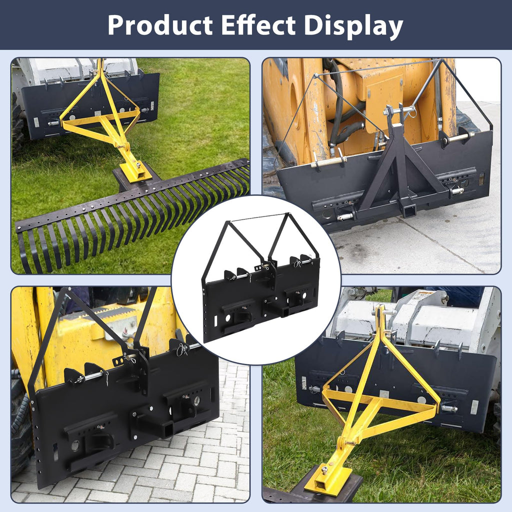 Garvee 1/2 Skid Steer Mount Plate Compatible for Detachable 2 Receiver & Cat1 Connector & 17 49 Hay Spear & 48'' Pallet Forks, Universal Quick Tach Loader Plate Fits Kubota Bobcat Tractor