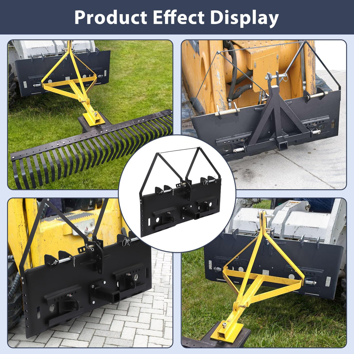 Garvee 1/2 Skid Steer Mount Plate Compatible for Detachable 2 Receiver & Cat1 Connector & 17 49 Hay Spear & 48'' Pallet Forks, Universal Quick Tach Loader Plate Fits Kubota Bobcat Tractor
