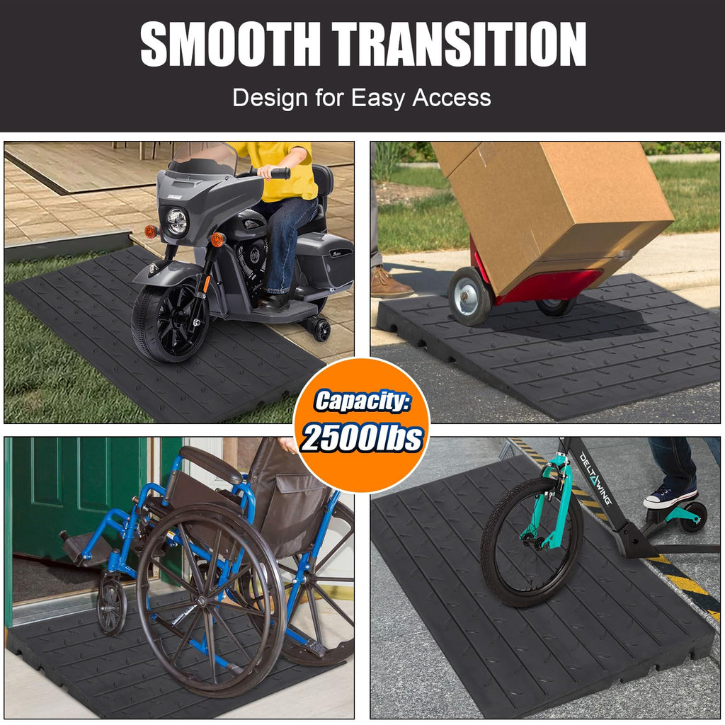 Garvee 24x42x3 Inch - Heavy Duty Rubber Curb Ramp 4.1 Rise Height for Driveways - Trucks, Buses, Wheelchairs
