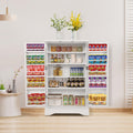 Garvee 42 Kitchen Pantry Cabinet with Doors, Adjustable Shelves, Wooden Storage, Compact White Buffet for Small Space