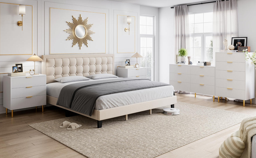 Garvee White 3 Drawer Dresser for Bedroom, Wood Dresser with Metal Legs, 30” Tall Dresser Organizer, Modern Chest of Drawers, Large Dresser for Closet, Living Room, Hallway