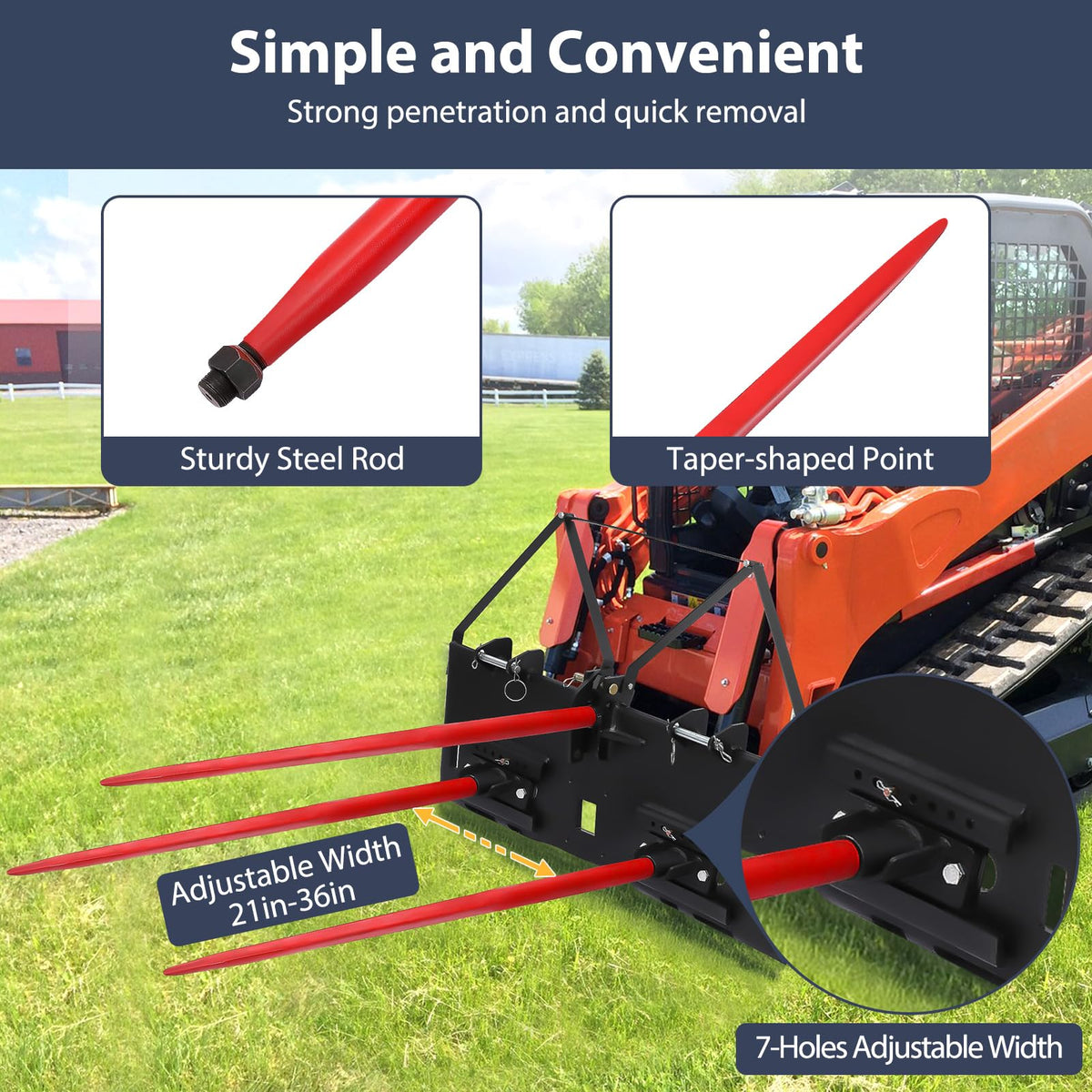 Garvee 1/2 Skid Steer Mount Plate Compatible for Detachable 2 Receiver & Cat1 Connector & 17 49 Hay Spear & 48'' Pallet Forks, Universal Quick Tach Loader Plate Fits Kubota Bobcat Tractor