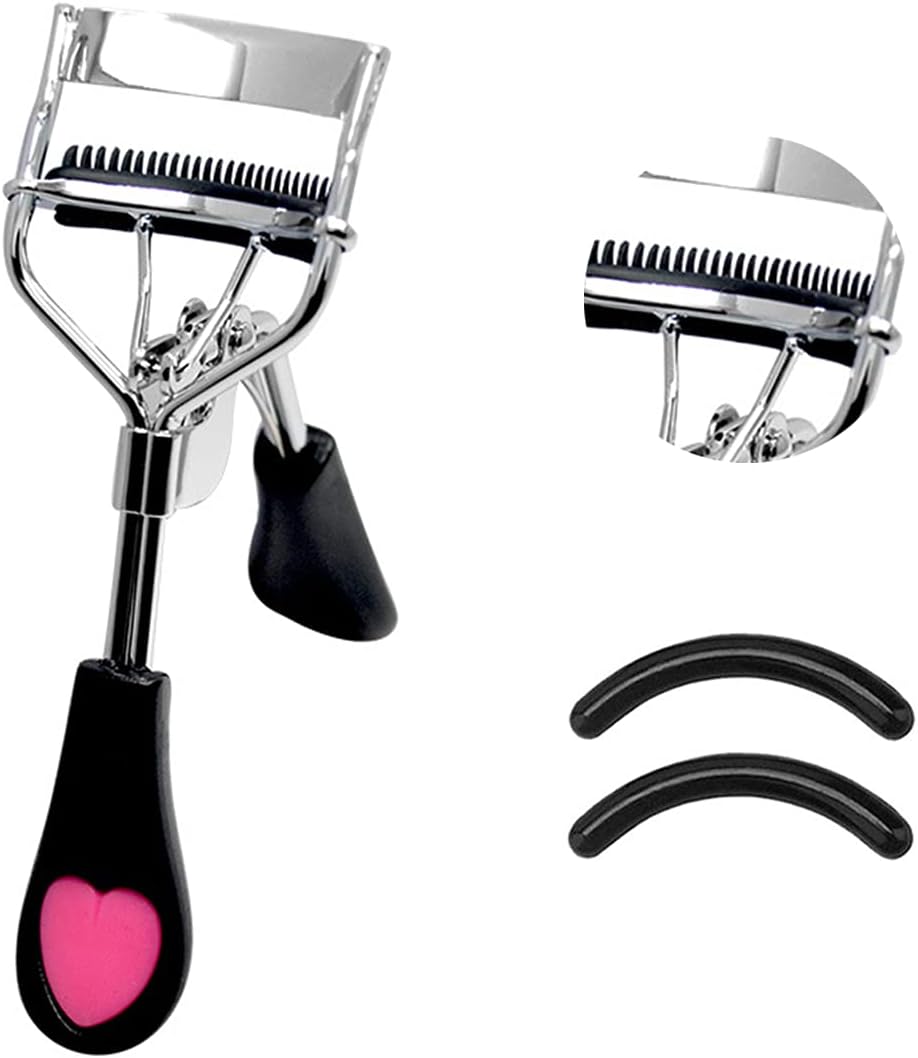 Heart Handle Eyelash Curler with Built-in Comb, Lash Curling Beauty Tool