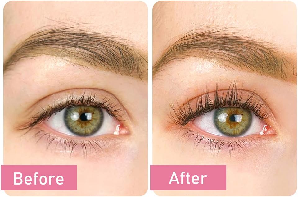 Closeup of comb eyelash curler separating lashes during makeup application