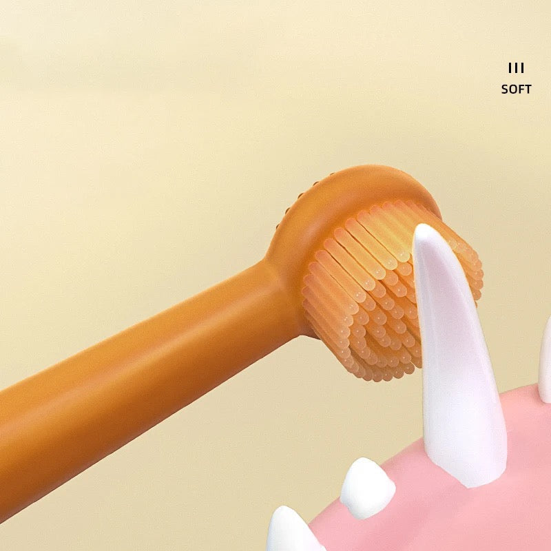 360° Silicone Pet Toothbrush Kit with Storage Cup